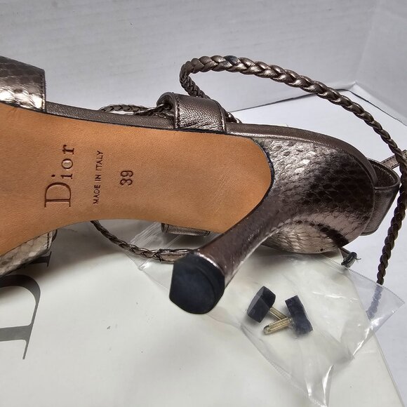 Dior High Heel Sandals Shoes Made in Italy Diorantik Gold Metal 39 9 ASN79149 - Picture 8 of 15